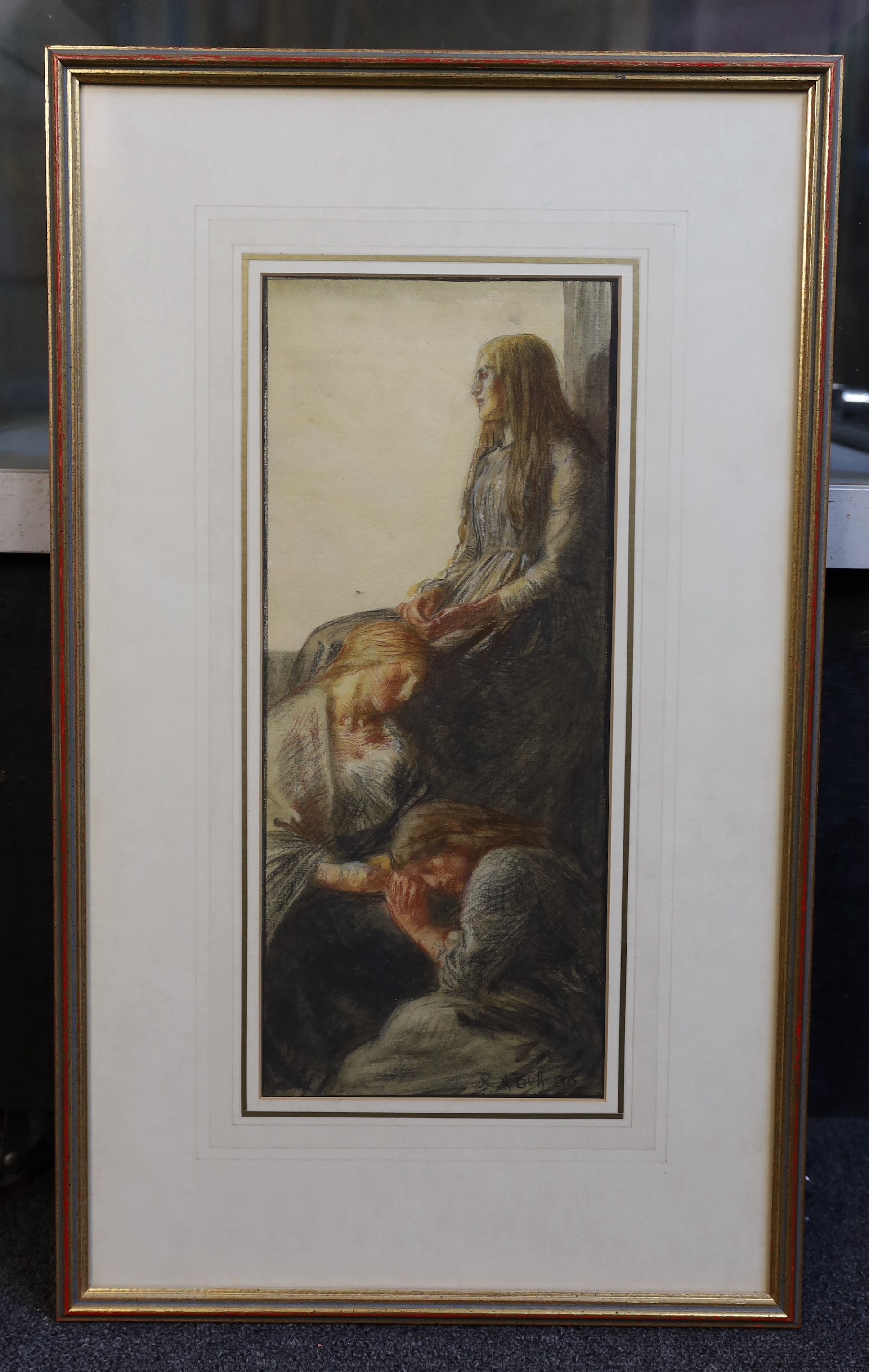 Robert Anning Bell RA RWS (British, 1863-1933), 'The Watcher', colour chalks on paper, 40 x 17cm